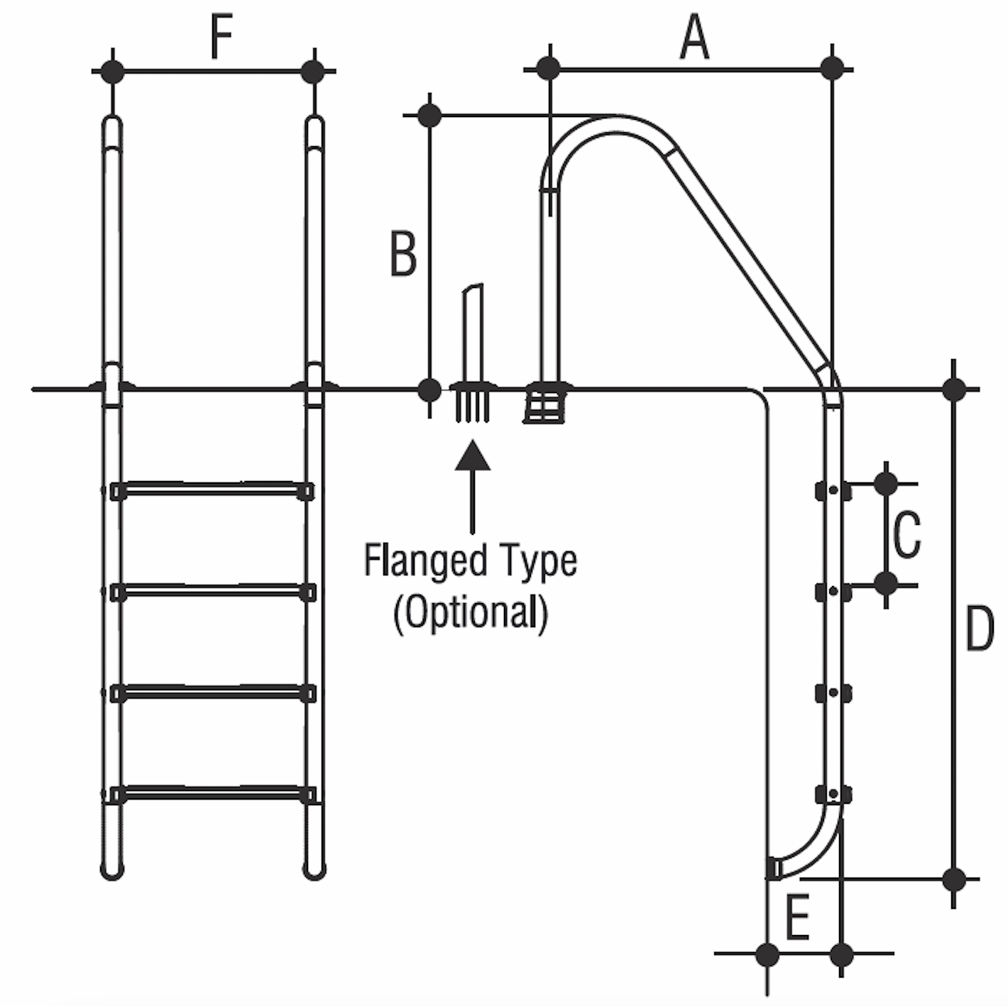 Лестница 5 ступеней Gemas STANDARD AISI 316 (0312114)